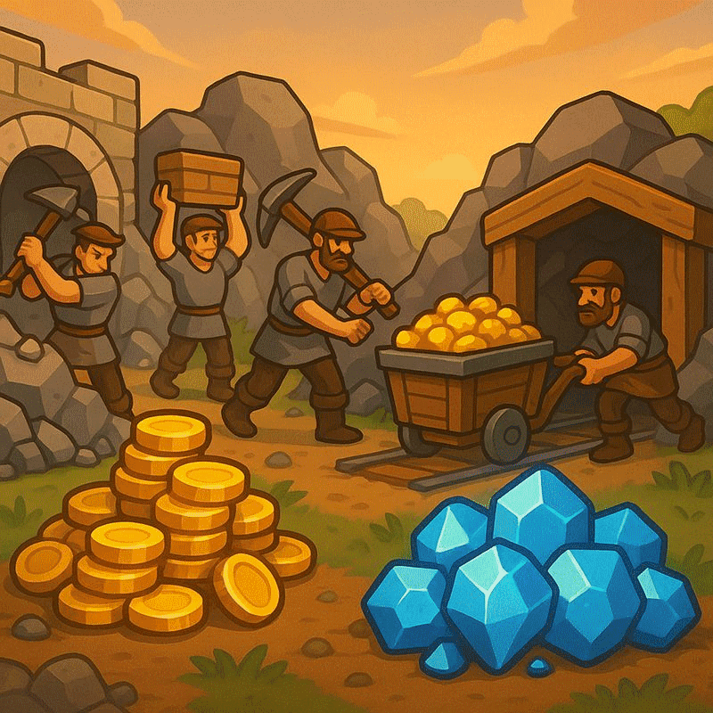 Economy: build income and upgrade wisely